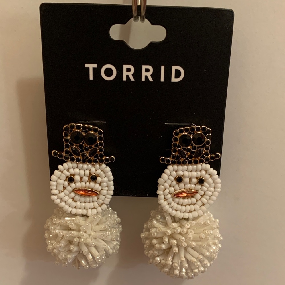 Torrid White and Gold Snowman Earrings